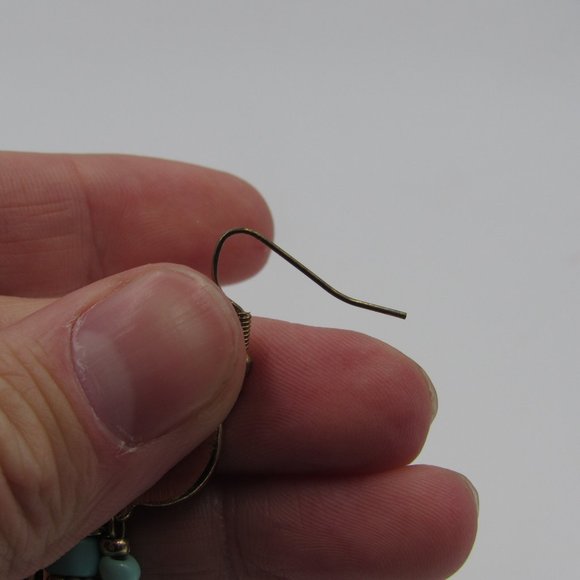 Vintage Black Inlay Beaded Dangle Earrings - Picture 3 of 5